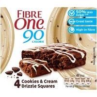 Fibre One 90 Calorie Cookies & Cream Drizzle Squares 4 x 24g (96g)