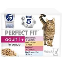 Perfect Fit Adult 1+ Pouches â€“ Meat & Fish in Sauce - 12 x 85g