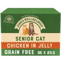 James Wellbeloved Senior Grain Free Chicken in Jelly 12 Pouches, Hypoallergenic Wet Cat Food, Pack of 1 (12 x 85 g)