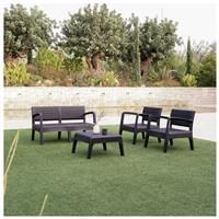 Shaf Valencia 4 Seater Plastic Garden Sofa Set - Dark Grey
