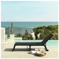 Shaf Folding Rattan Effect Sun Lounger - Dark Grey
