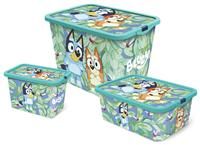 Bluey Set of 3 Mixed Storage Boxes with Lid - Blue