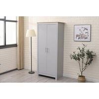Contemporary Grey Oak-Effect 2-Door Wardrobe - Wooden Double Hanging Storage