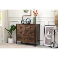 Chic 2+2 Drawer Bedroom Chest - Retro Industrial Storage, Chipboard & Metal