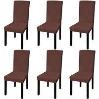 Berkfield Home Straight Stretchable Chair Cover 6 pcs Brown