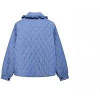 Unisex Black Denim Tie Front Oversized Quilted Jacket - 4 Sizes