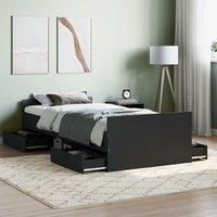 Bed Frame with Headboard and Footboard Black 100x200 cm