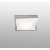 Netlighting Tola 1 Light Small Square Bathroom Flush Ceiling Light Aluminium White IP44 E27