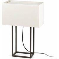 Vesper 2 Light Table Lamp Brown with Beige Shade E27
