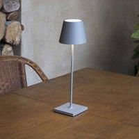 FARO BARCELONA Toc LED table lamp, USB charger, IP54, grey