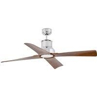 FARO BARCELONA Winche M ceiling fan LED light, IP44 chrome