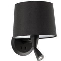 FARO BARCELONA Conga wall light with LED reading light, black