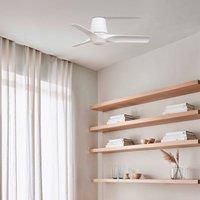FARO BARCELONA LED ceiling fan Hey, white, DC, quiet, 90 cm, CCT