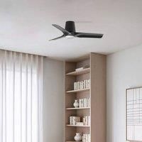 FARO BARCELONA LED ceiling fan Hey, black, DC, quiet, 90 cm, CCT