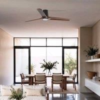FARO BARCELONA LED fan Heywood L, black/wood-coloured, DC, quiet, CCT