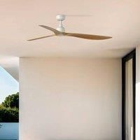 FARO BARCELONA Outwood ceiling fan, brown, DC, quiet, 150 cm, IP44
