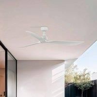 FARO BARCELONA Ceiling fan Outwood, white, DC, quiet, 150 cm, IP44