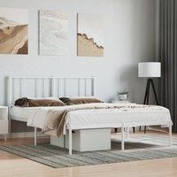 Metal Bed Frame with Headboard White 120x200 cm
