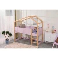 Solid Pine Mid Sleeper Kids Bed Frame - Space-Saving House-Style, Multiple Colours, Safety Guard