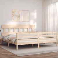 Bed Frame with Headboard 200x200 cm Solid Wood