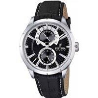 Festina Men/'s Analogue Watch F16573/3 with Leather Strap and Black Dial