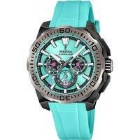 Festina Mens Wrist Band Watch Chronograph Black/Light Blue Chrono F20726/2