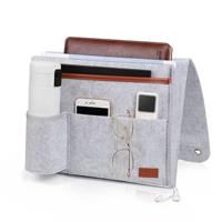 Telaero Bedside Caddy, Bedside Storage Caddy Sofa Armrest Organizer, Phone, Tablet, Remote Control Magazine Holder with 5 Pockets for Home Dorm Desk
