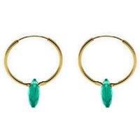 Vanshy 18k Gold-Plated 925 Sterling Silver Green Quartz Hoop Earrings - Lightweight Huggie, Modern Finish