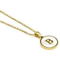 Luxenter Alphabet B Personalised Mother-of-Pearl & 18K Gold Pendant Necklace - Adjustable Chain