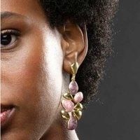 18K Gold-Plated Purple Resin Statement Drop Earrings - 65mm, Nickel-Free
