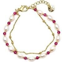18K Yellow Gold White Pearl Adjustable Bracelet - Luxenter Fine Jewellery, 16-19.5cm
