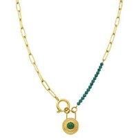 Luxenter Mossir 18K Gold Malachite Pendant Necklace - Statement Piece, 42cm Chain