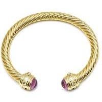 Luxenter Danio 18k Gold-Plated Crystal Cuff Bracelet - Bold Purple Accent, 6mm Wide, Metal Alloy