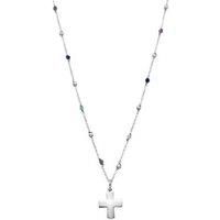 Sterling Silver Cross Necklace with Sapphire Zircon - Adjustable Chain, Lightweight, Rhodium-Plated