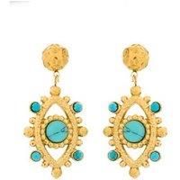 Luxenter 18K Gold Turquoise Drop Earrings - Boho Chic Statement Jewellery for Women, 18mm