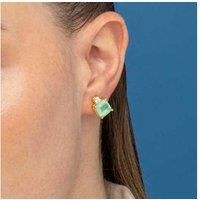 Ryox 925 Sterling Silver Green Quartz Drop Earrings with 18k Gold Finish - Hypoallergenic Statement Jewellery