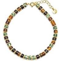 Luxenter Ryhu Adjustable Sterling Silver & Tiger Eye Bracelet - 18k Gold Plated Modern Charm, 16-19cm