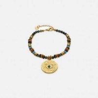 Luxenter Salki Boho Adjustable Multicoloured Natural Stone Bracelet - 18k Gold Plated, 16-19cm