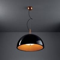 LEDs C4 La Creu Indoor Lighting Small Pendant Umbrella, Golden Pleated Interior Shade, Black Lacquered