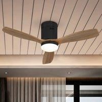 Schuller Valencia Siroco Mini LED ceiling fan, black/walnut