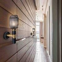 Schuller Valencia Wall light Norma, 42 cm, black/brass, glass, E27