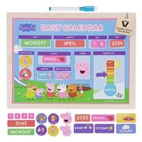 Kid/'s Wooden Magnetic Daily Calendar - Interactive Learning, Reusable Schedule, Fun Chore Chart - SparkJoy Set for a Colorful Daily Routine! Peppa Pig Wooden Calendar