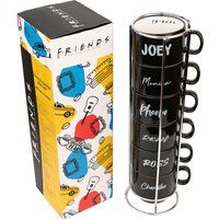 Grupo Erik F·R·I·E·N·D·S Friends Mugs | 6 Piece Coffee Mug Set | Stackable Set of 6 Mugs with Stand | Espresso Mugs, Original Coffee Set, Designer Coffee Mug, Friends Mug 80ml, Friends Black