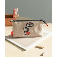 Grupo Erik Disney 100 Mickey Pencil Case | 3 Compartments Kids Pencil Case | Triple Pocket Pencil Case | Cosmetic Case | Large Pencil Case | Mickey Mouse Gifts | Disney Gifts