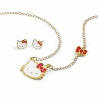 Hello Kitty Girls Earring & Chain Necklace Jewellery Set