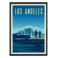 Nacnic Los Angeles sheet. Vintage style. Poster city colors. Ad A3