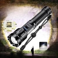 2000000LM XHP200 Bright LED Flashlight with COB Work Light 5000mAH TypeC Usb Rechargeable Tactical