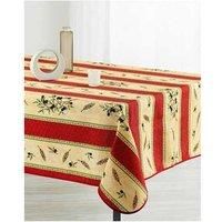 Stain Resistant Tablecloth Wheat Yellow - Red