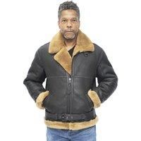 Infinity Leather Men's RAF Sheepskin Leather Aviator Jacket-Colchester in Brown | Size: 3XL