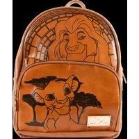 Cerdá Disney The Lion King Backpack - Faux Leather - Simba and Mufasa - Brown, 27cm x 21cm x 16cm